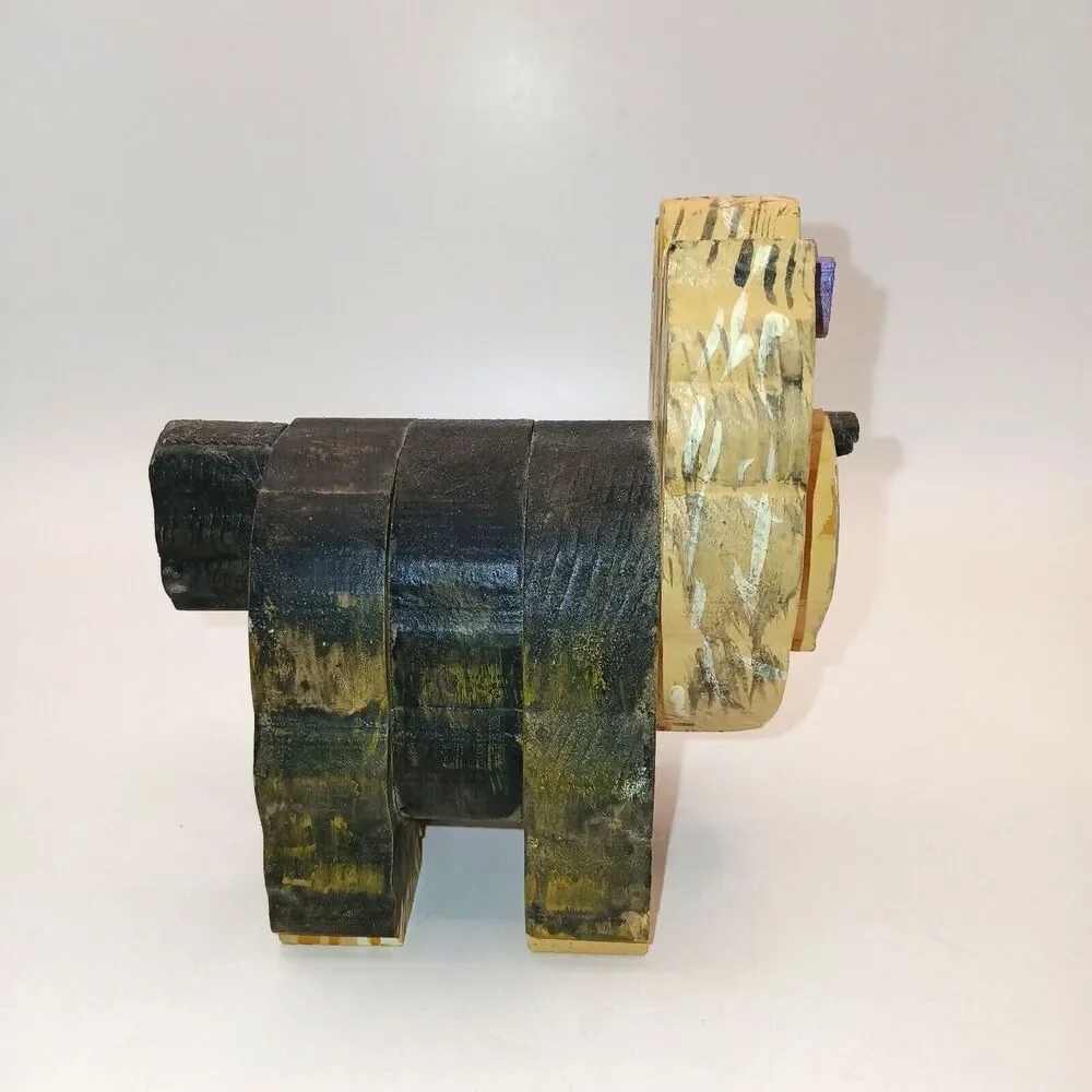 Wooden Yorkshire Terrier Yorkie Dog Puppy Figurine Statue Layered Wood 4.5 in